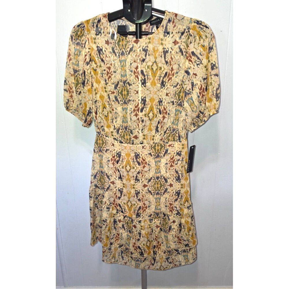 Stella & Julie Brown Gold Yellow Green Dress NEW Size 8 $59